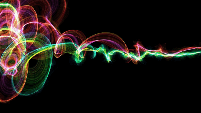 Chaotic colorful light waves transforming into calm, ordered lines – a blog rhythm reset